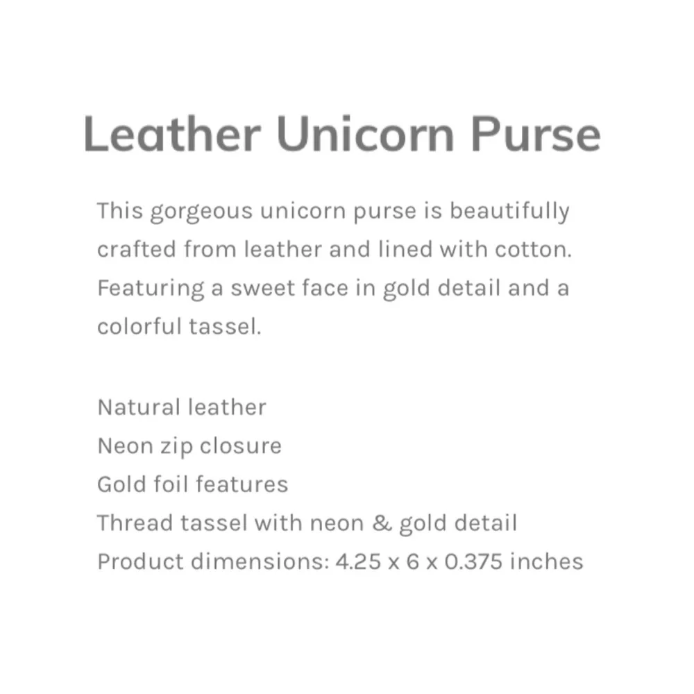 Meri Meri Leather Unicorn Purse